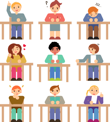 Lastenhuone vinyylimatto oppilaiden tarroilla - Tenstickers