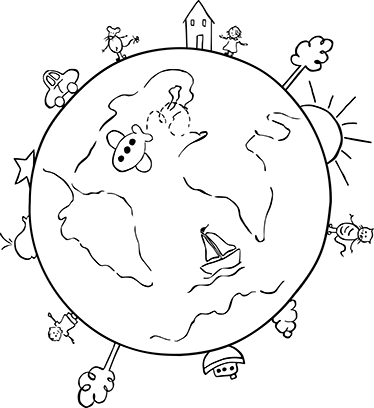 Lastenhuone vinyylimatto maailmankartta seikkailu - Tenstickers