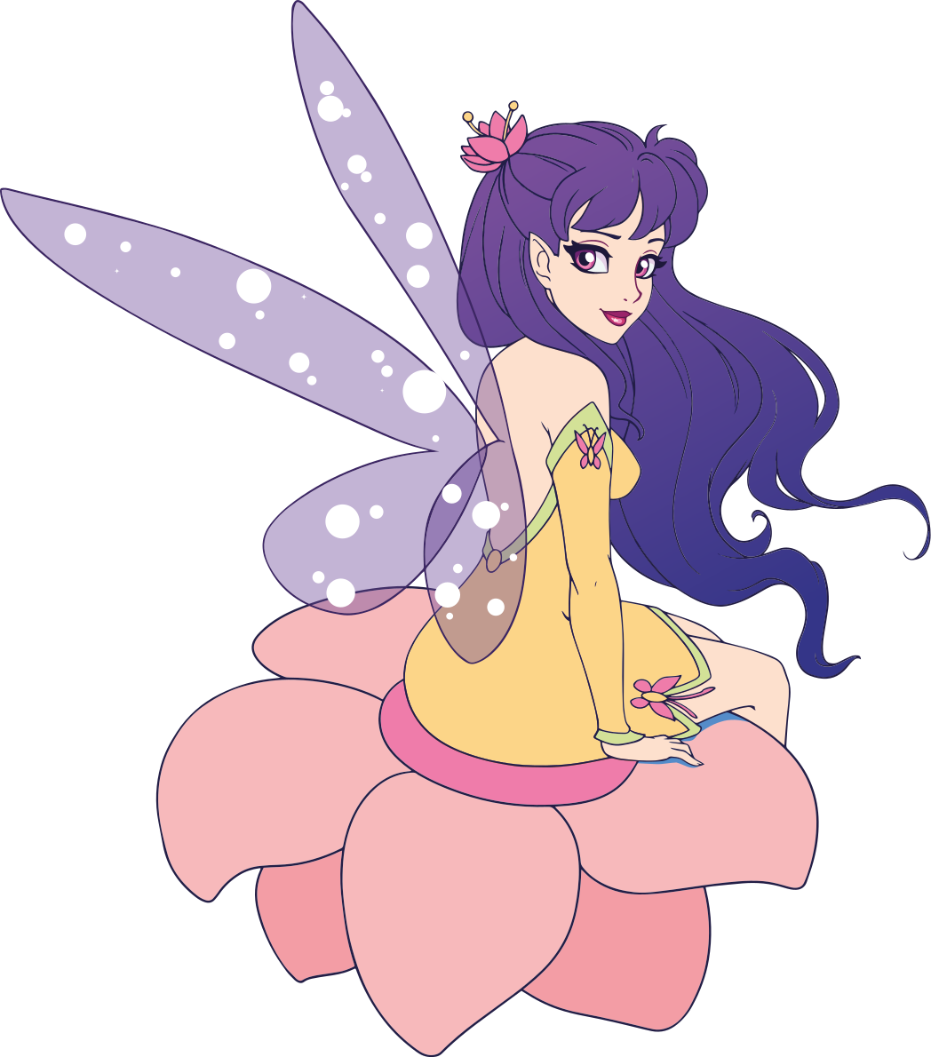 Söpökeiju istuu kukalla lastenhuone vinyylimatto - Tenstickers