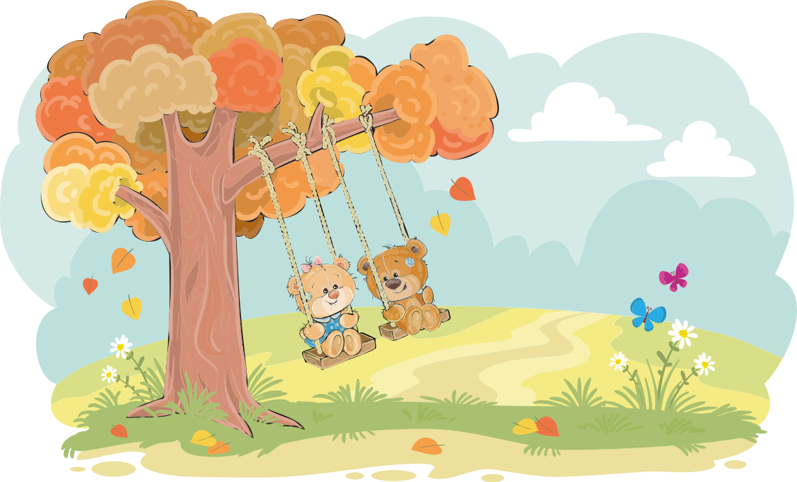 Lastenhuone vinyylimatto karhut metsässä - Tenstickers