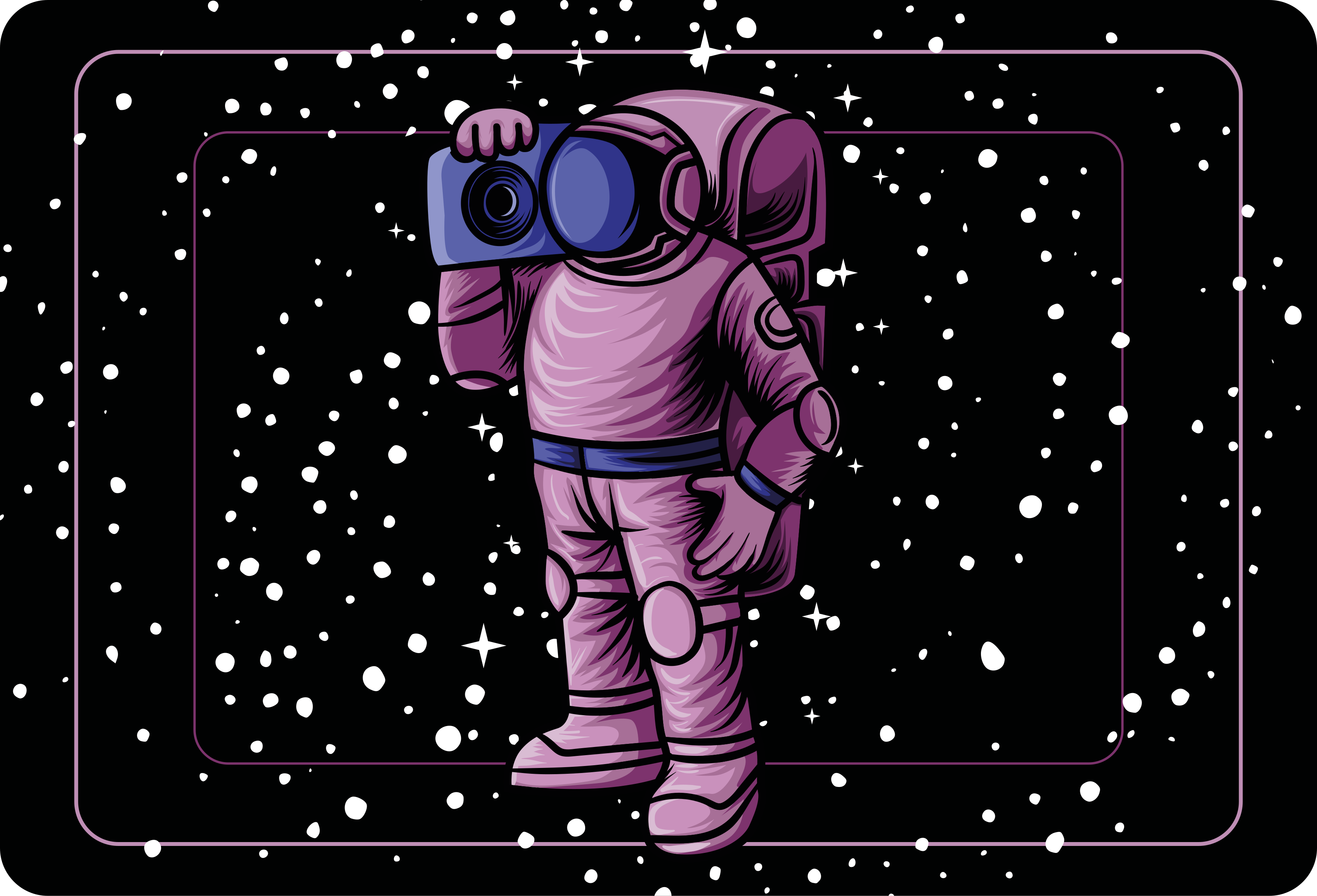 Lastenhuone vinyylimatto astronautti radiokasetti - Tenstickers