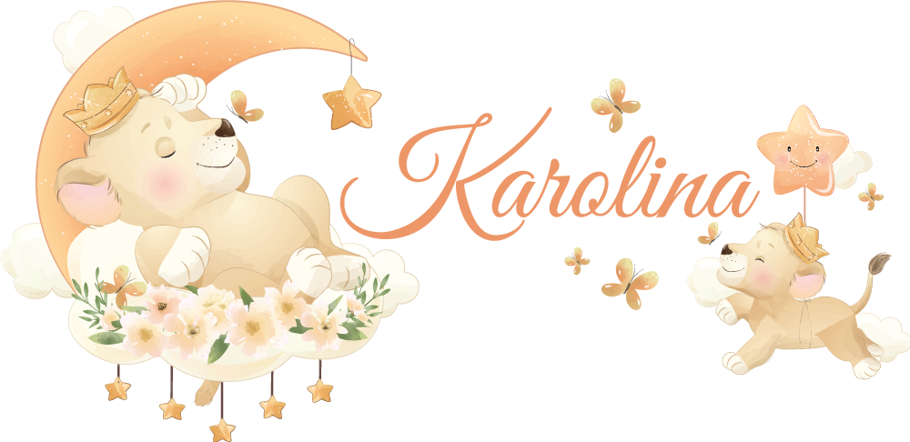 Söpöt eläimet leijona nimellä lastenhuone vinyylimatto - Tenstickers