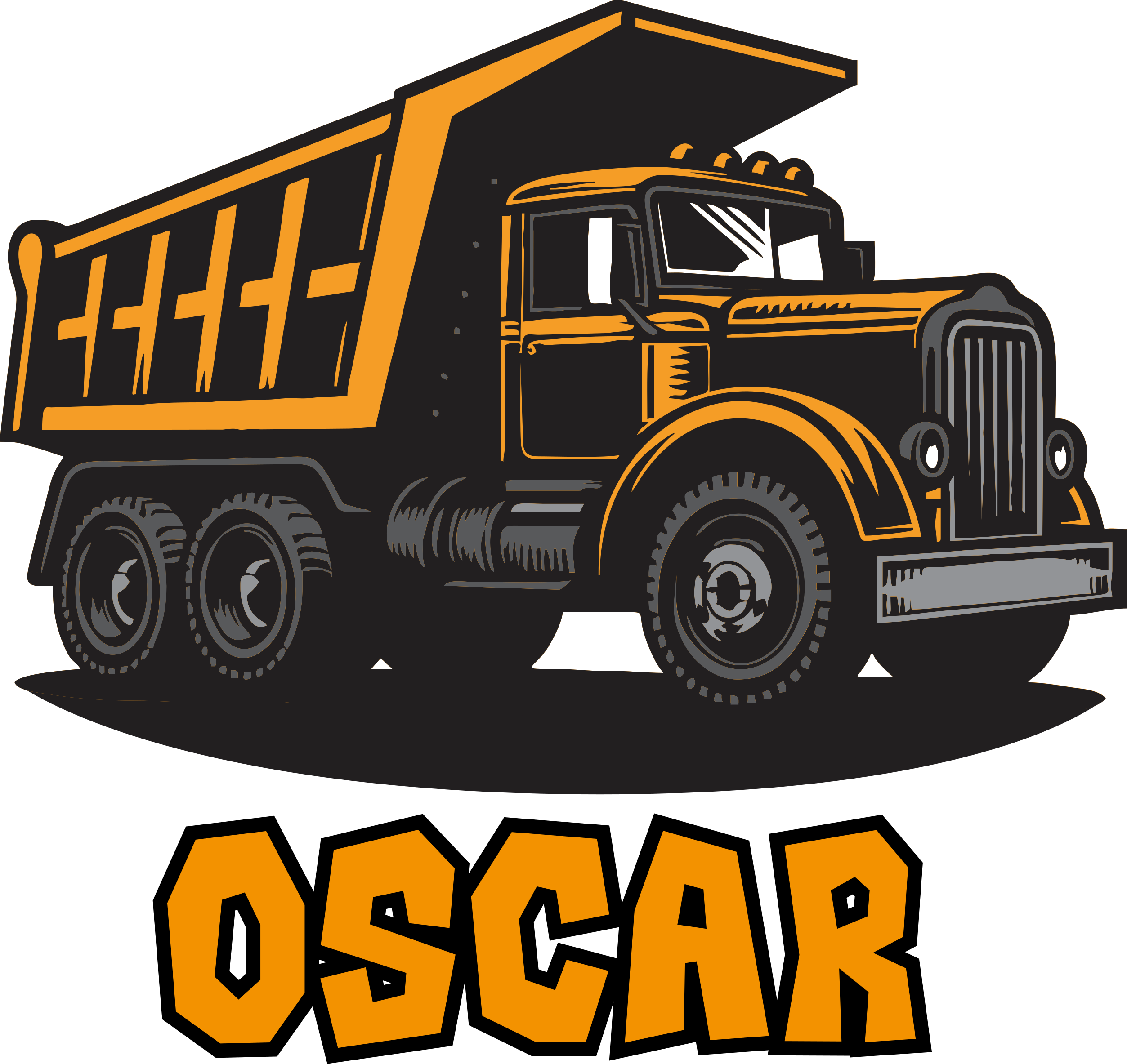 Lastenhuone vinyylimatto oranssi rakennusauto - Tenstickers