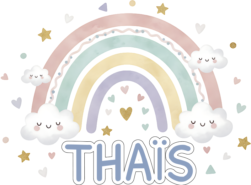 Pastelikaari nimellä lastenhuone vinyylimatto - Tenstickers