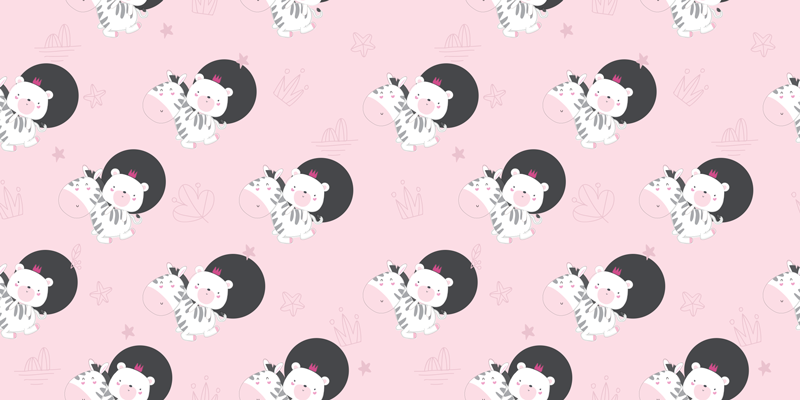 Lastenhuone vinyylimatto vauva seepra ja karhu kalusteet - Tenstickers