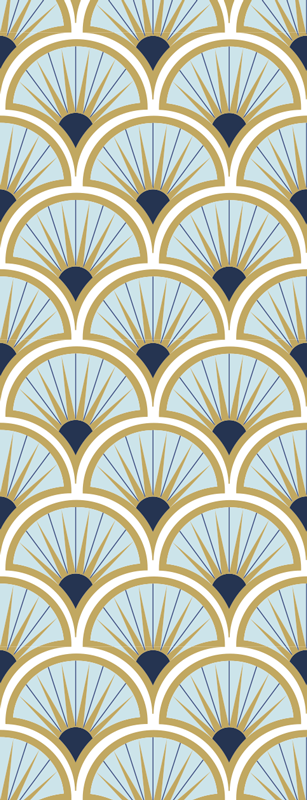 Kylpyhuoneen vinyylimatto art deco sinisissä sävyissä - Tenstickers