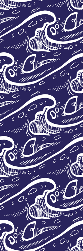 Sininen aaltojen kuvio kylpyhuoneen vinyylimatto - Tenstickers