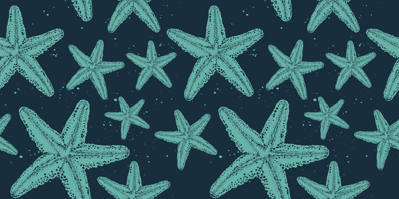 Meritähti siniset sävyt kylpyhuoneen vinyylimatto - Tenstickers