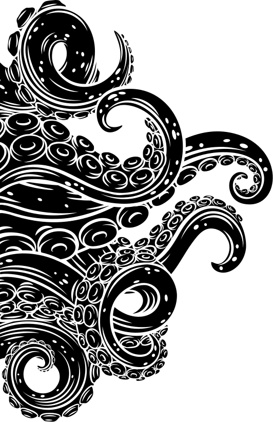 Kylpyhuoneen vinyylimatto mustekalan lonkeroilla - Tenstickers