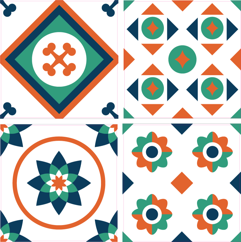 Kylpyhuoneen vinyylimatto geometriset laatat - Tenstickers