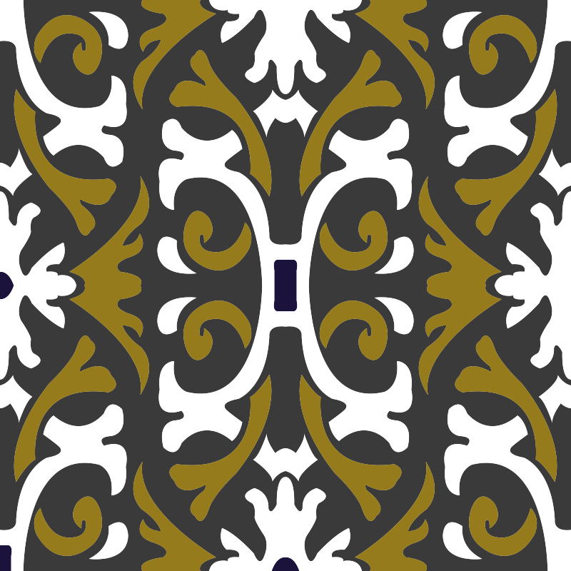 Vintage beige kukkalaatat keittiön vinyylimatto - Tenstickers