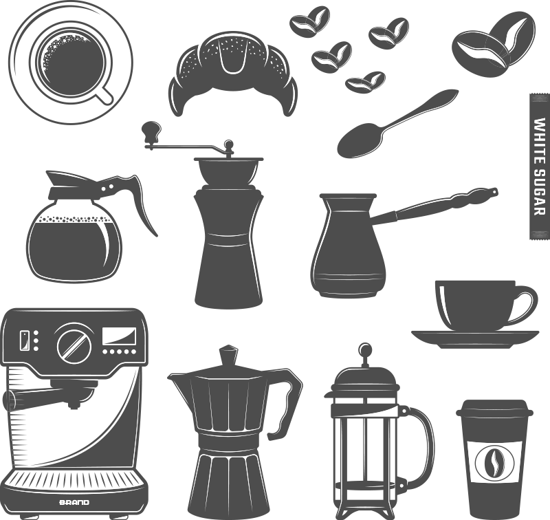 Kahvisetti keittiön vinyylimatto - Tenstickers