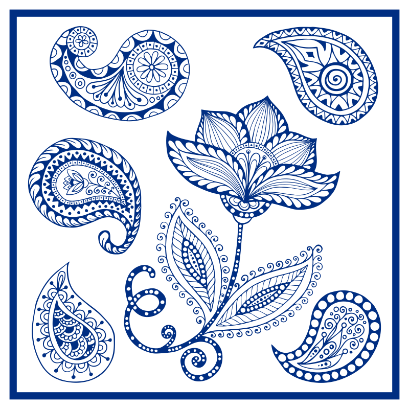 Paisley ja kukat keittiön vinyylimatto - Tenstickers