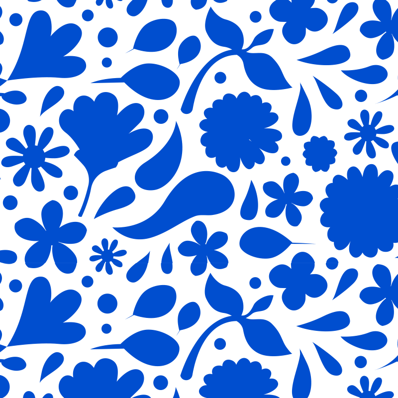 Delftinsininen monivärinen kukkakeittiön vinyylimatto - Tenstickers