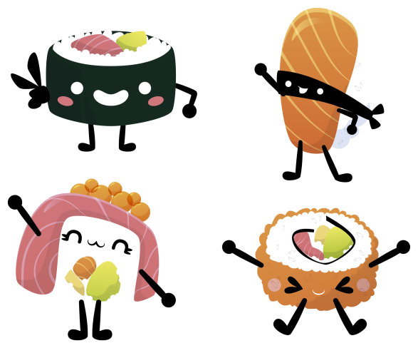 Kawaii sushi keittiön vinyylimatto - Tenstickers