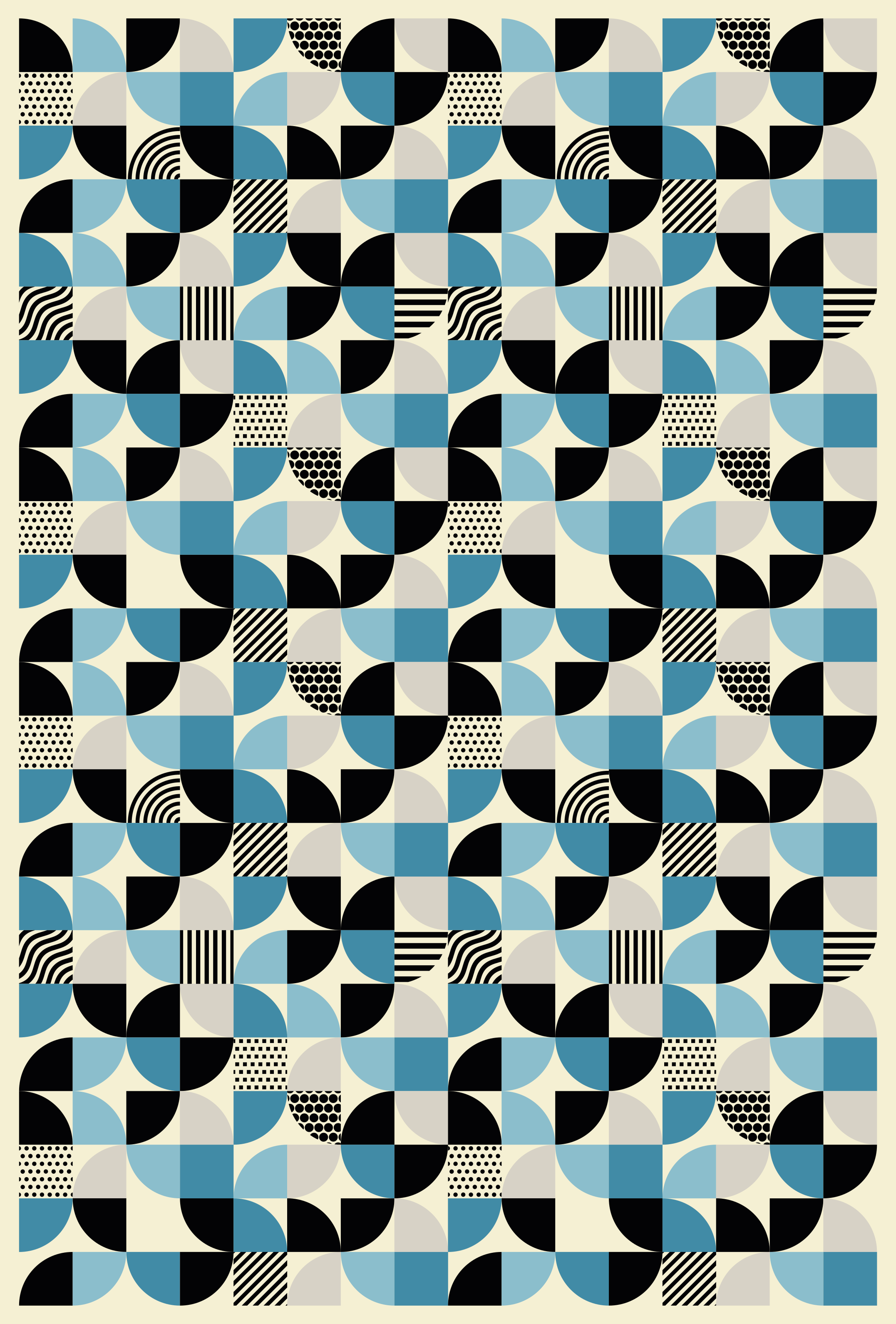 Retro sininen bauhaus-kuvio keittiön vinyylimatto - Tenstickers