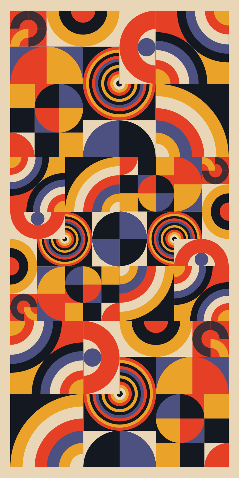 Värikkäät bauhaus-piirit keittiön vinyylimatto - Tenstickers