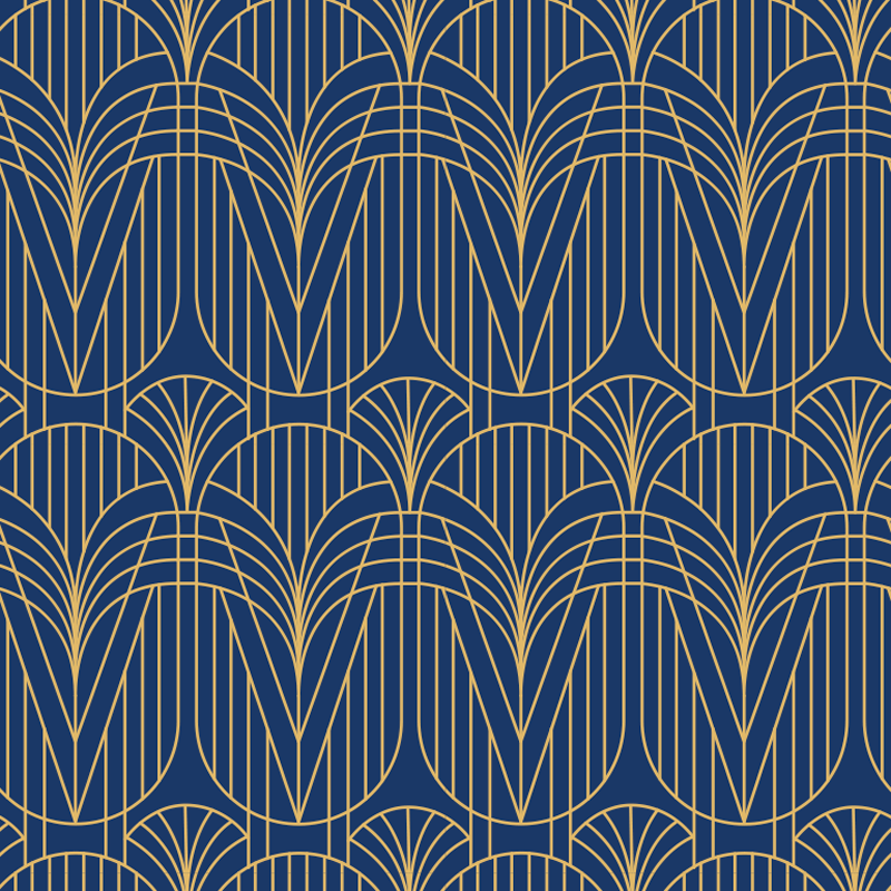Keittiön vinyylimatto art deco -kuvio kullalla - Tenstickers