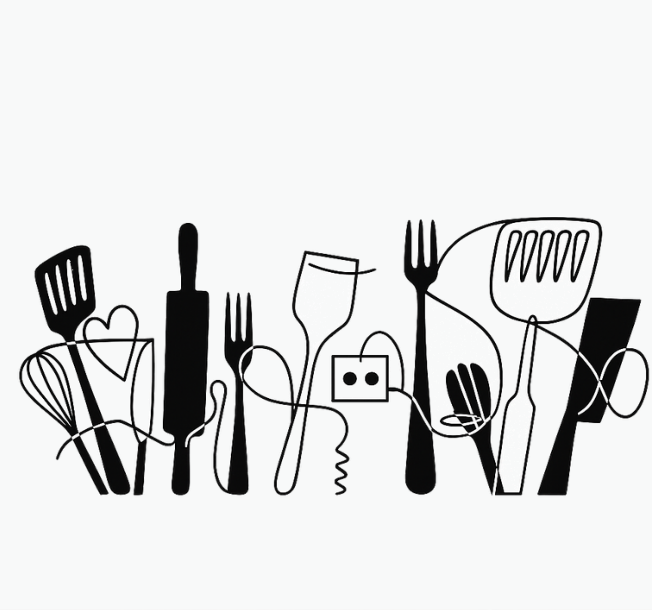 Keittiövälineet järjestyksessä keittiön vinyylimatto - Tenstickers