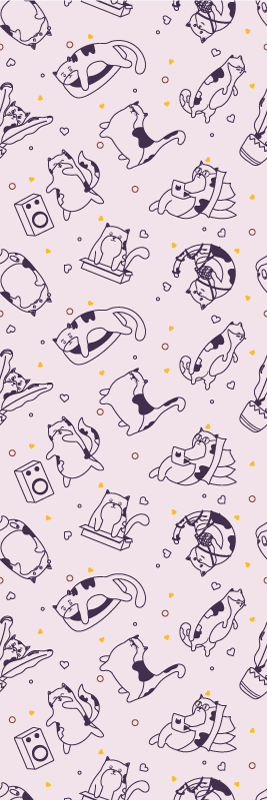 Vinyylimatto makuuhuoneeseen kissamusiikkibändikuvioilla - Tenstickers