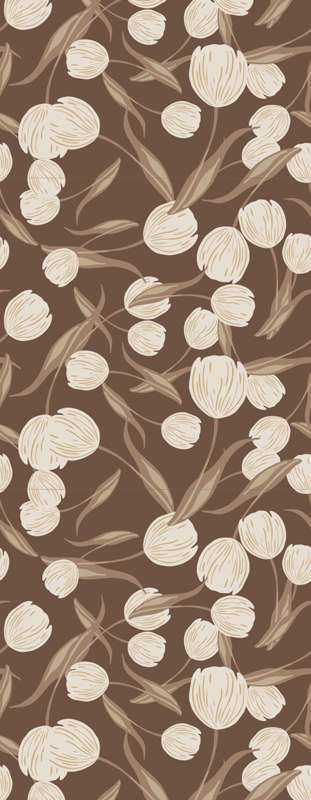 Vinyylimatto makuuhuoneeseen elegantti beige tulppaanikuvio - Tenstickers