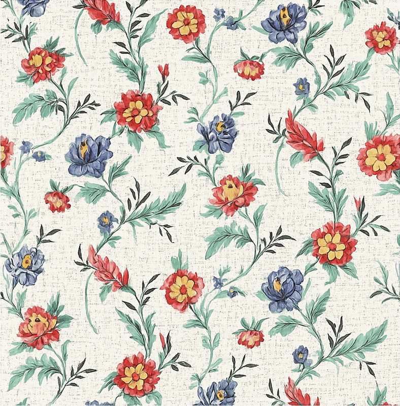 Vinyylimatto makuuhuoneeseen retro kukat design - Tenstickers