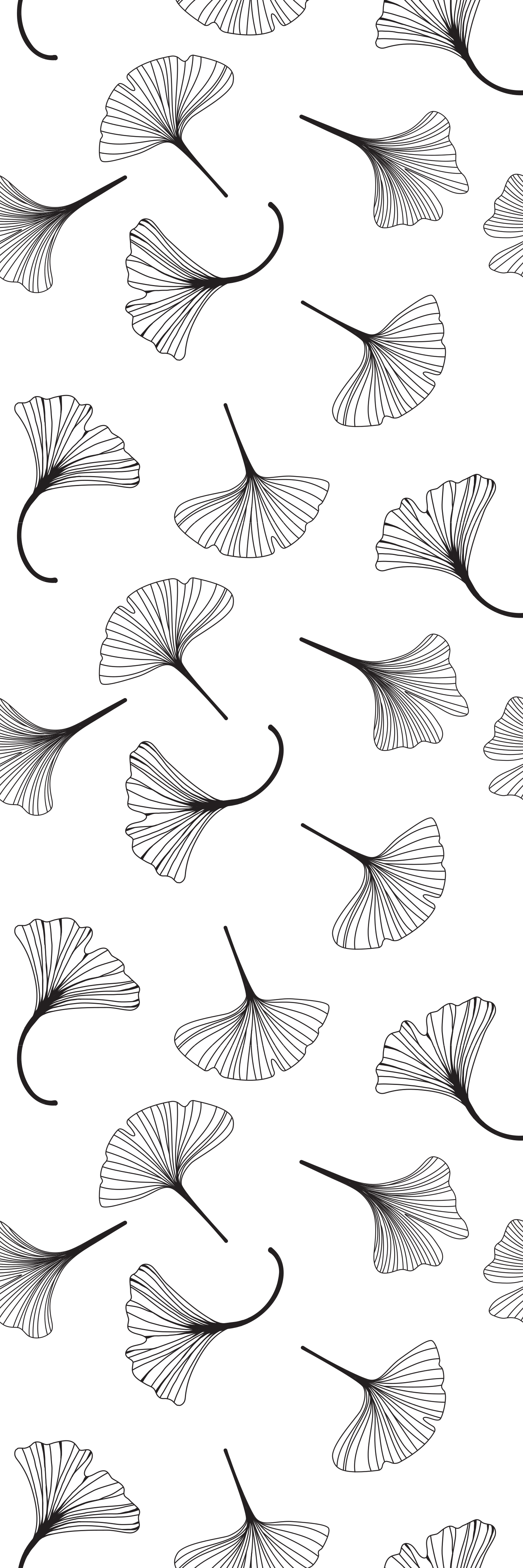 Toimiston vinyylimatto ginkgo-lehtikuviolla mustana - Tenstickers