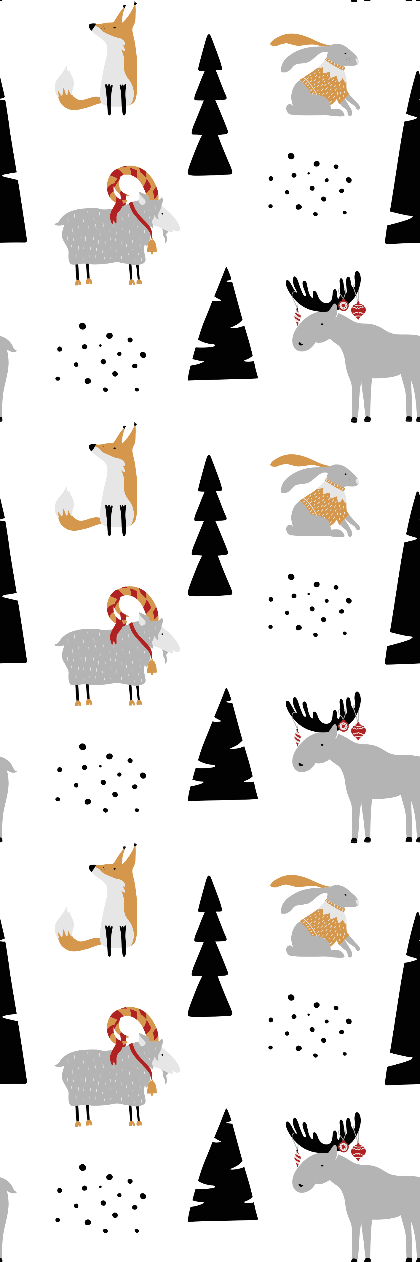 Vinyylimatto makuuhuoneeseen talvieläinkuvioilla - Tenstickers