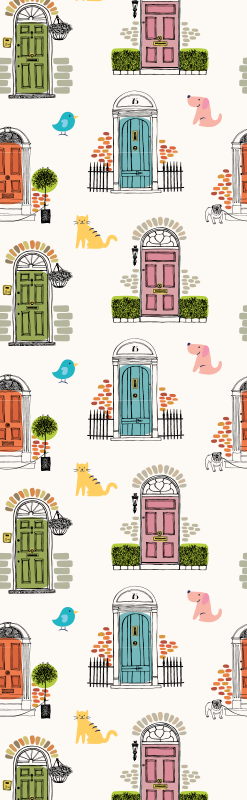 Eläin- ja rakennussymbolit vinyylimatto makuuhuoneeseen - Tenstickers