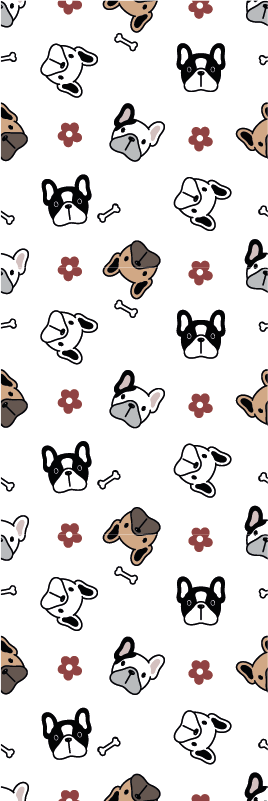 Kukat ja ranskanbulldogit vinyylimatto makuuhuoneeseen - Tenstickers