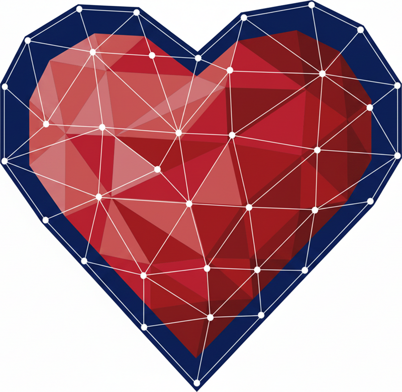 Vinyylimatto makuuhuoneeseen geometrinen sydänorigami-tarra - Tenstickers