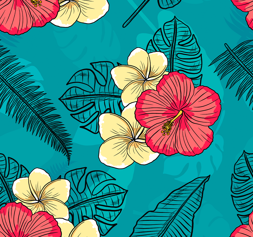 Luonto vinyylimatto havaijinkukat - Tenstickers