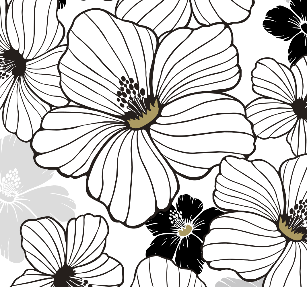 Luonto vinyylimatto valkoinen hibiskuskuvio - Tenstickers