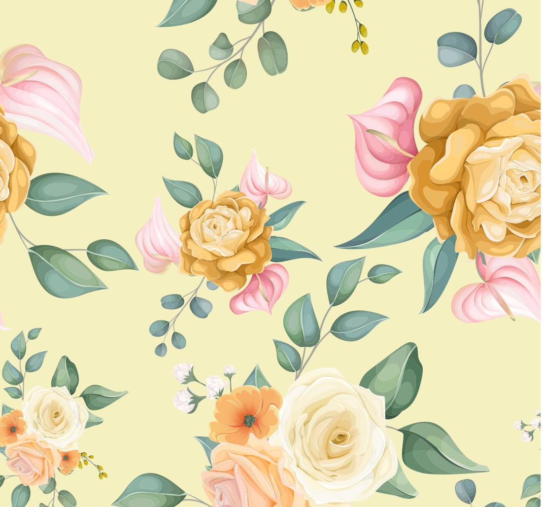 Keltaiset ruusut vintage-tyyli vinyylimatto - Tenstickers