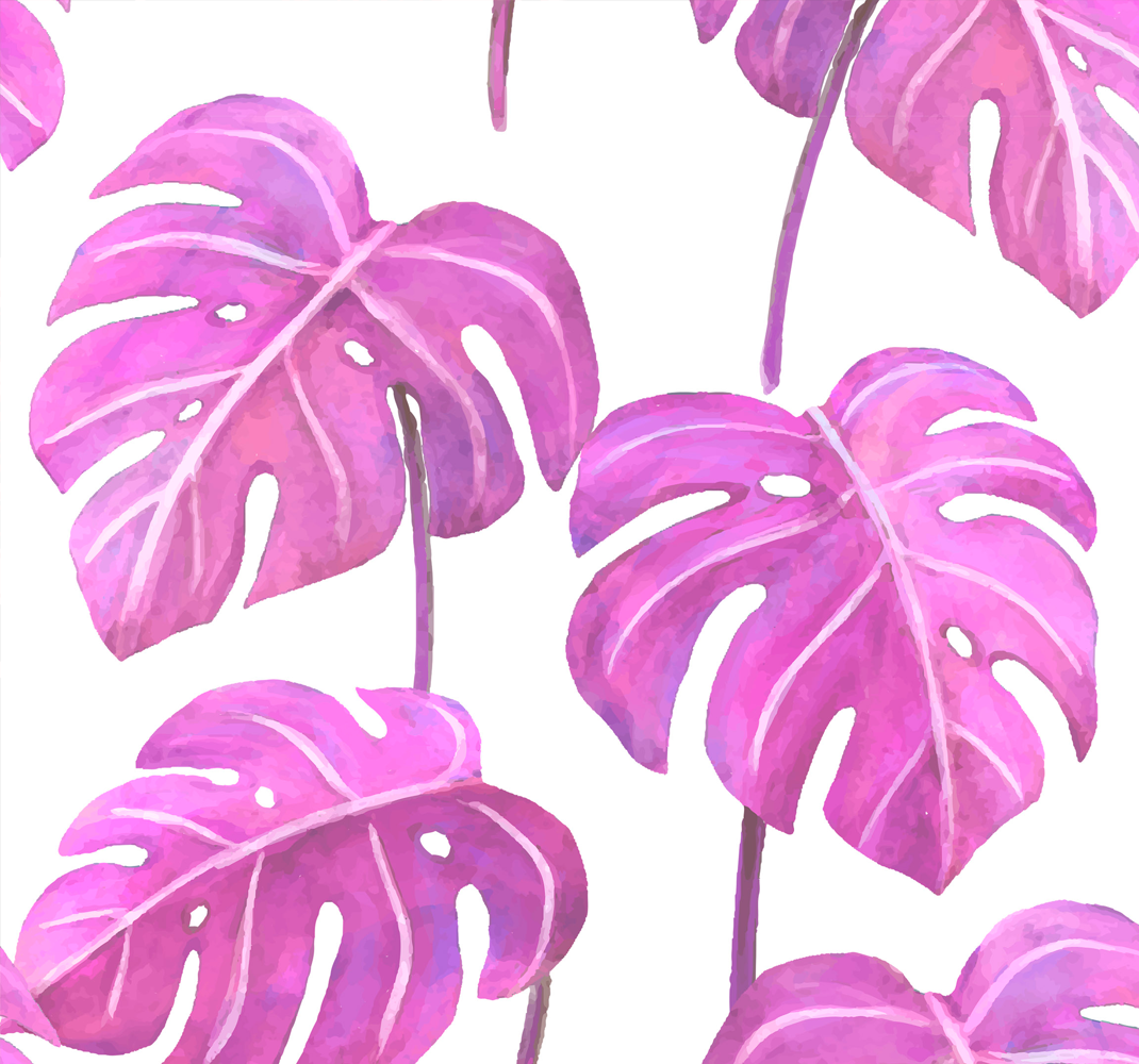 Vaaleanpunainen maalattu monstera vinyylimatto - Tenstickers
