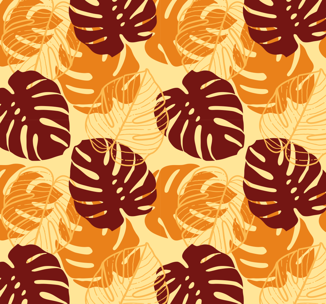Tummanpunainen ja keltainen monstera vinyylimatto - Tenstickers