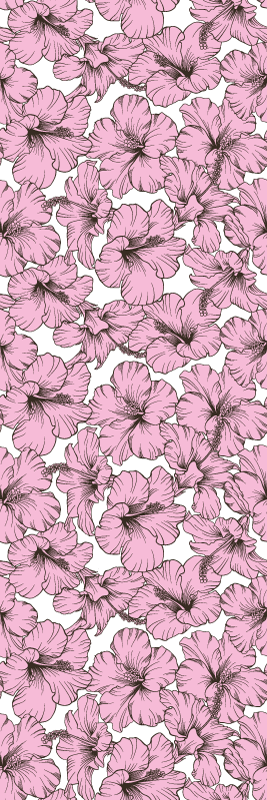 Luonto vinyylimatto vaaleanpunainen kukka hibiskuskuvio - Tenstickers