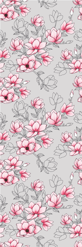 Magnoliakukkia hopeataustalla luonto vinyylimatto - Tenstickers