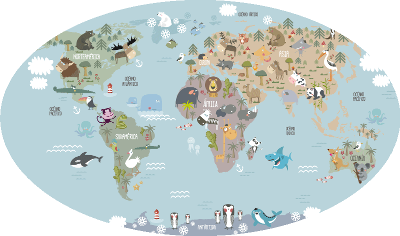 Cpprivalia_infantiles pastellimaailmakarttamatto - Tenstickers