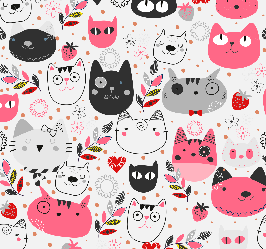 Eläin vinyylimatto kuvitetut kissat - Tenstickers