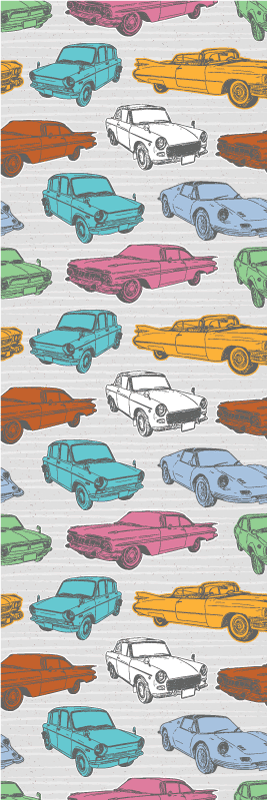 Vintage vinyylimatto värikkäillä klassikkoautoilla - Tenstickers