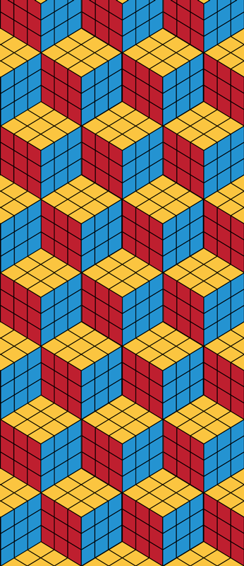 Vintage vinyylimatto rubikin kuution alkuperäinen kuosi - Tenstickers