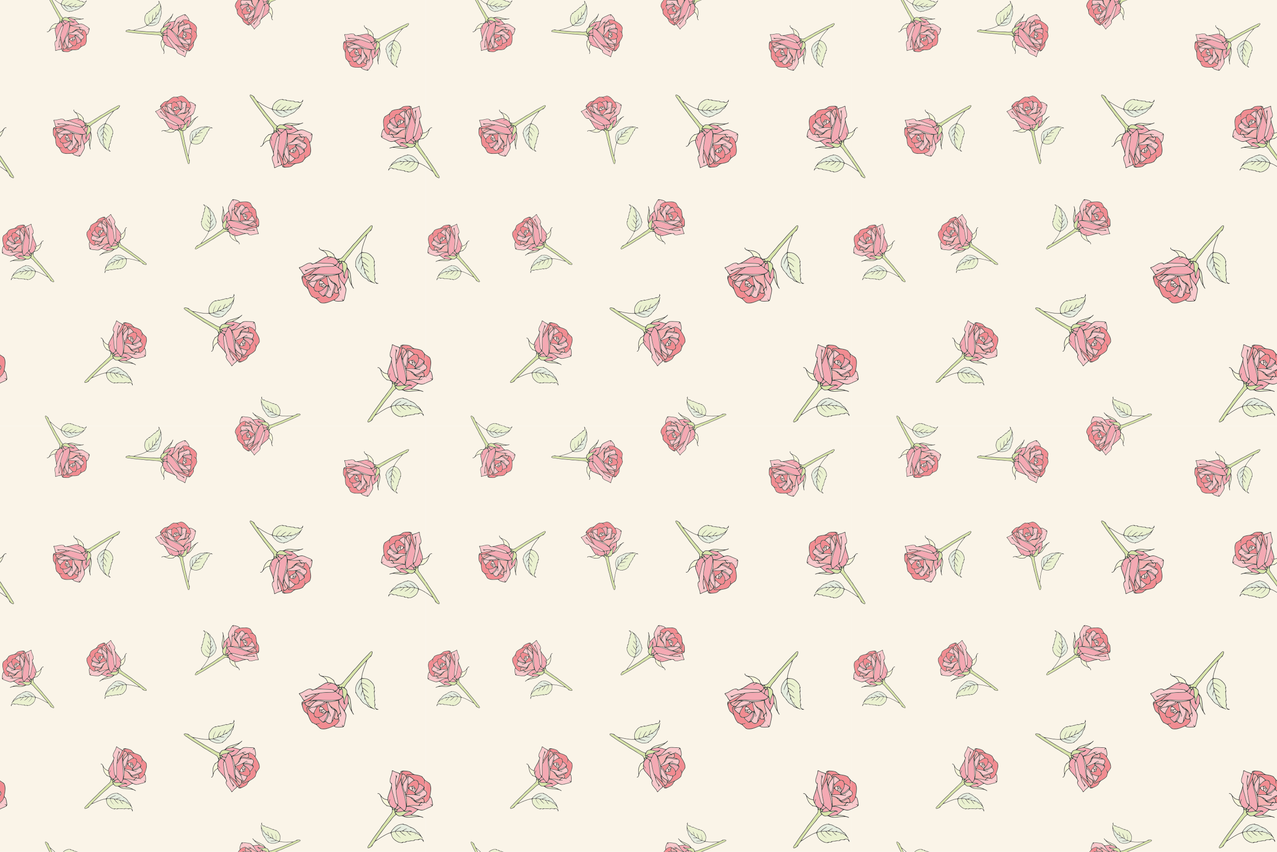 Vintage vinyylimatto romanttisella ruusukuviolla - Tenstickers