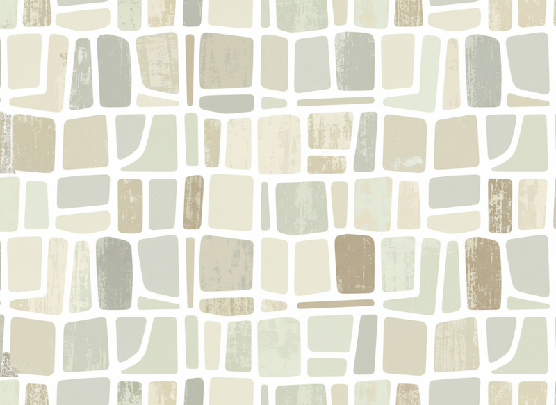 Vintage vinyylimatto vaaleissa geometrisissa muodoissa - Tenstickers