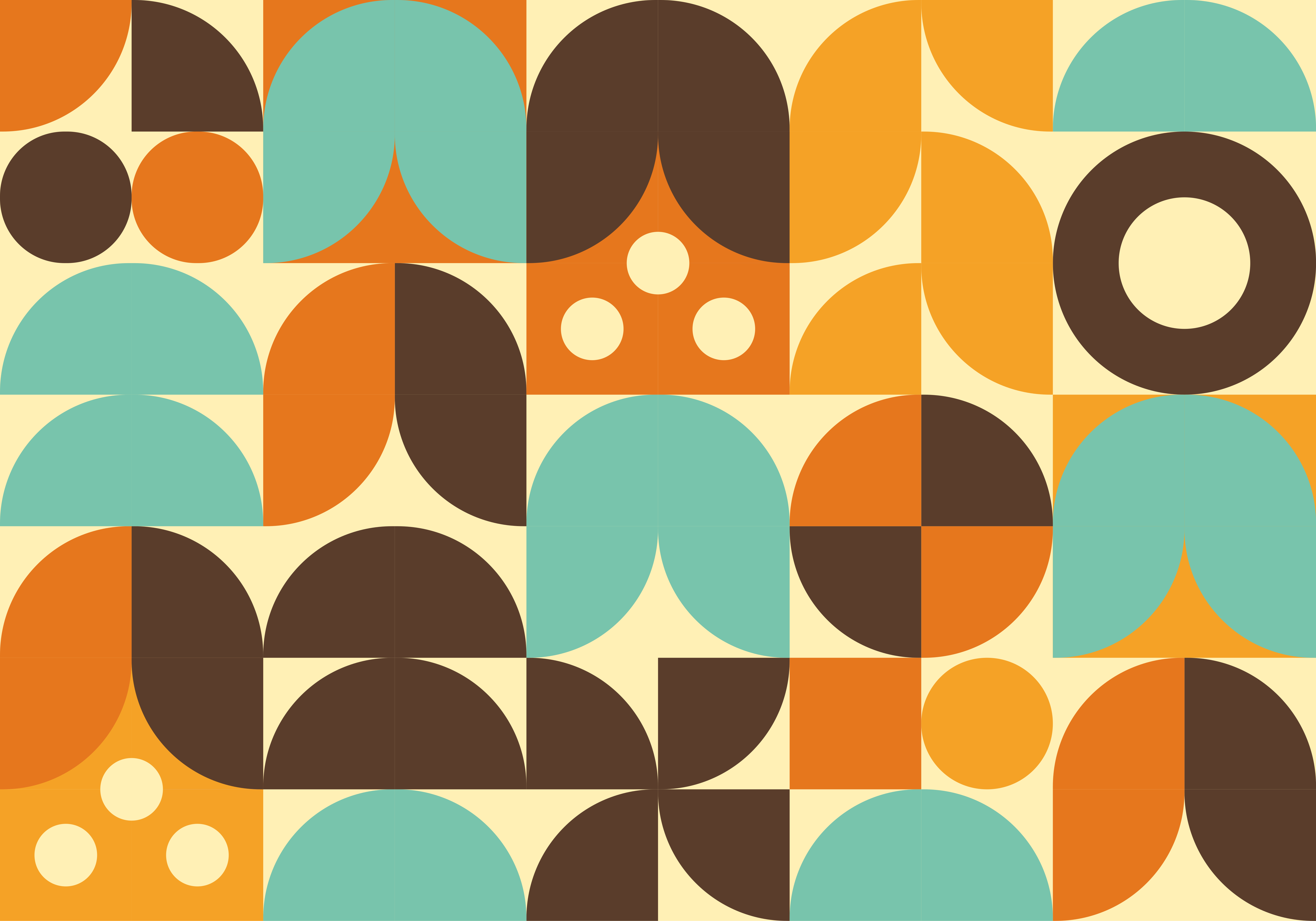 Vintage vinyylimatto geometriset 70-luvun abstraktit muodot - Tenstickers