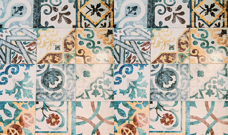 Vintage vinyylimatto retrotyylinen mosaiikkikuosi - Tenstickers
