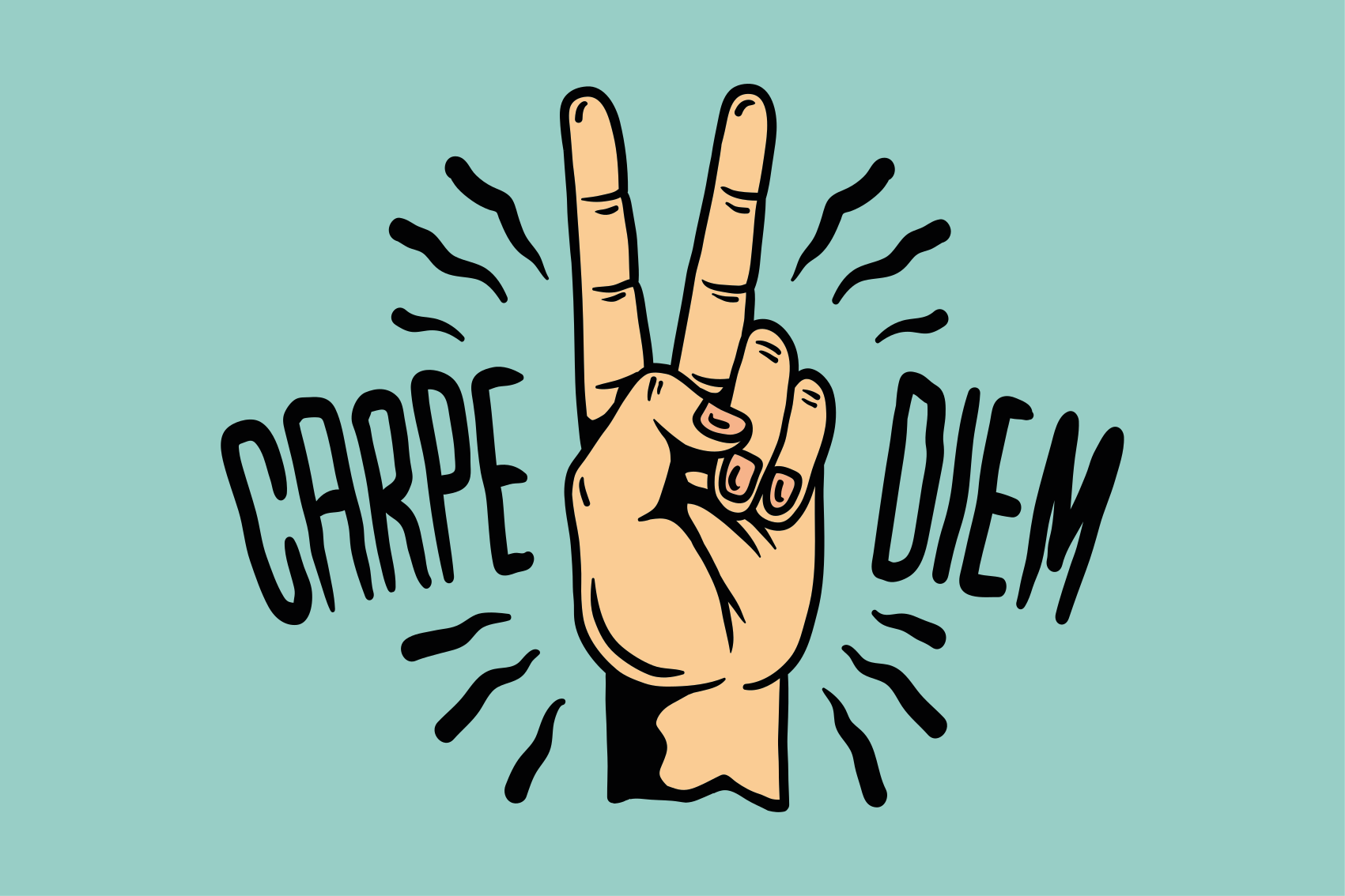 Carpe diem rauhan käsi kuvasto vinyylimatto - Tenstickers
