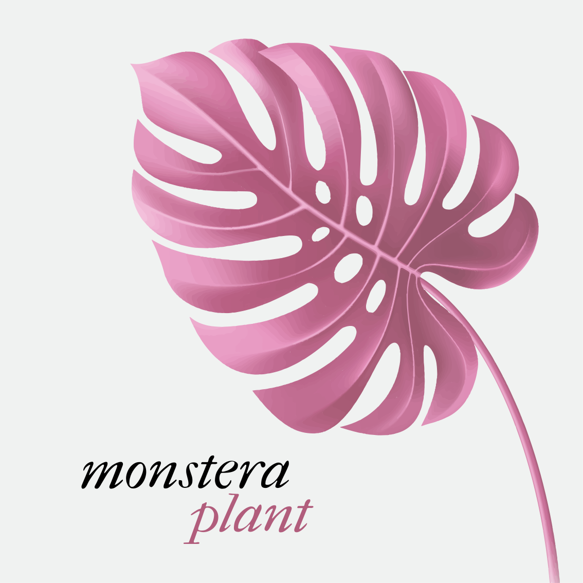 Vaaleanpunainen minimalistinen monstera vinyylimatto - Tenstickers