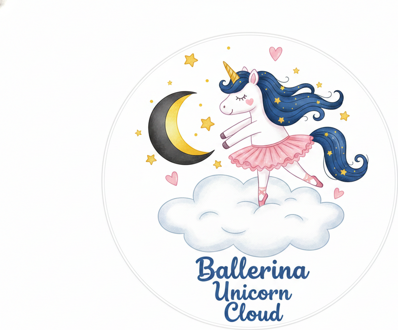 Ballerina yksisarvinen pilvellä lastenhuone vinyylimatto - Tenstickers