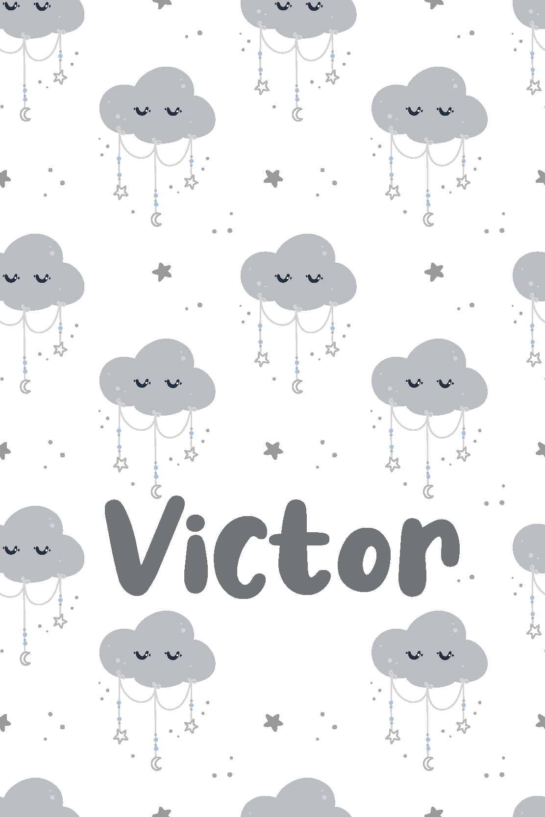 Personoitu harmaa kuosi lastenhuone vinyylimatto - Tenstickers
